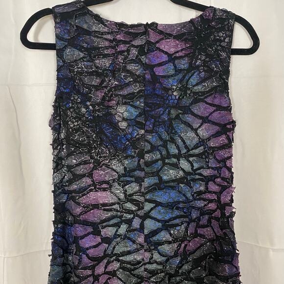 Frank Lyman Sleeveless Multicolor Cocktail Dress Size 10 Black Purple Textured - Picture 5 of 8